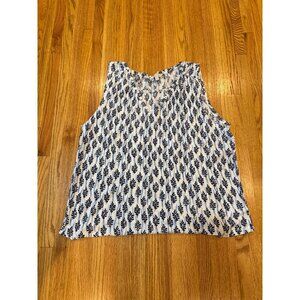 Lucky Brand Sleeveless Blue & White Floral Womens Top L/G 60% Cotton 40% Modal